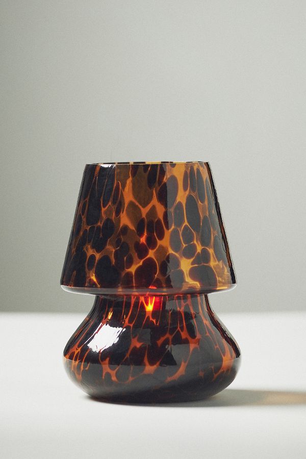 Slide View: 2: Cheena Woody Ambered Topaz Glass Mushroom Lamp Candle