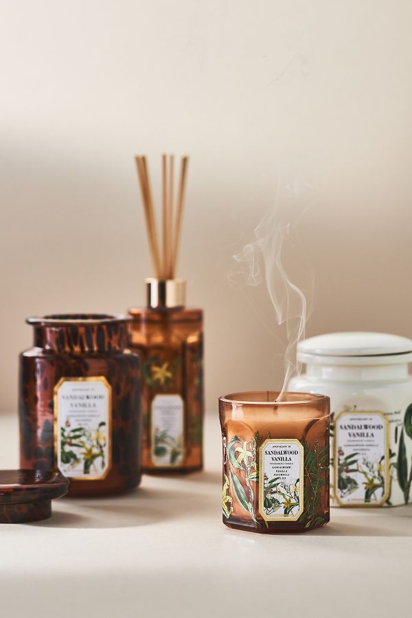 Slide View: 4: Apothecary 18 Woody Sandalwood Vanilla Ceramic Jar Candle