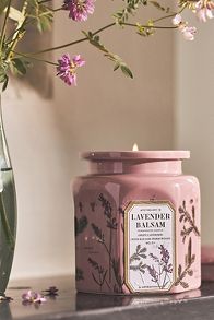 Slide View: 1: Apothecary 18 Fresh Lavender Balsam Ceramic Jar Candle