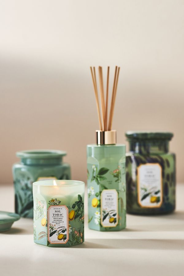 Slide View: 2: Apothecary 18 Floral Sol Tobac Glass Jar Candle​