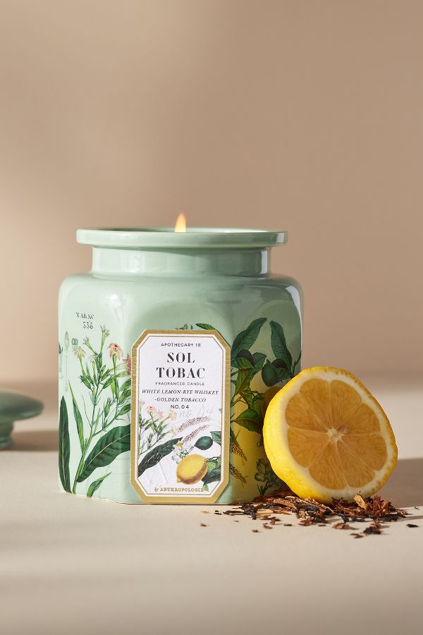 Slide View: 1: Apothecary 18 Floral Sol Tobac Ceramic Jar Candle