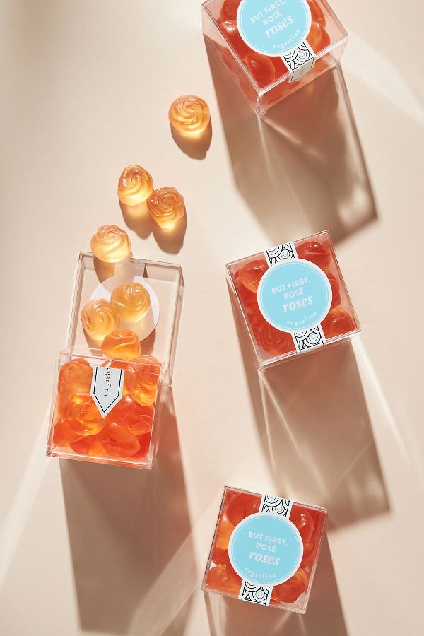 Slide View: 1: Sugarfina But First, Roses Candy Cubes, Set of 4