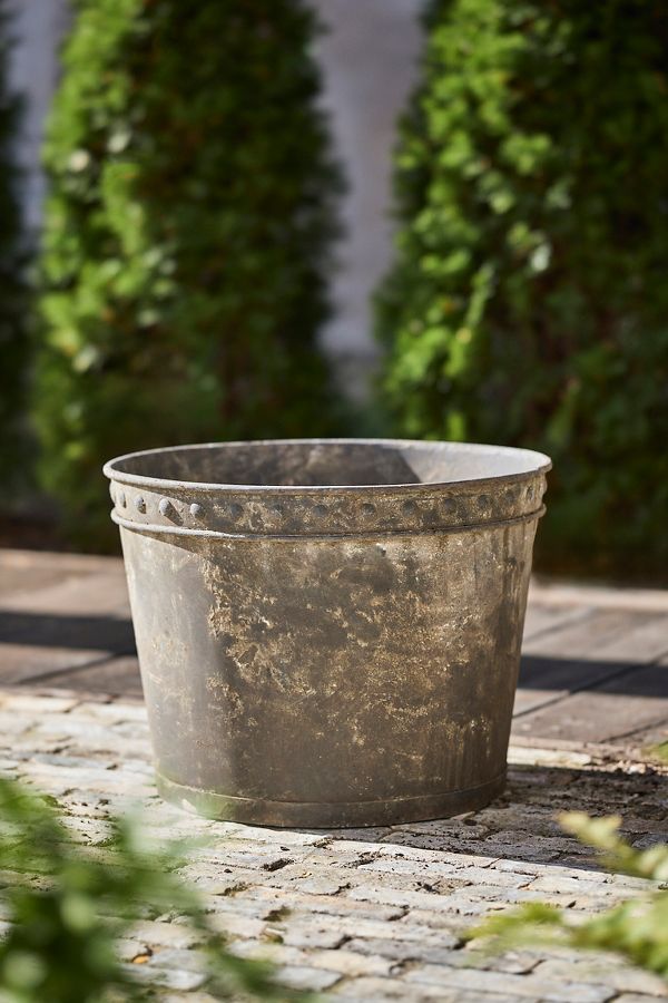 Slide View: 3: Rivet Rim Galvanized Taper Planter