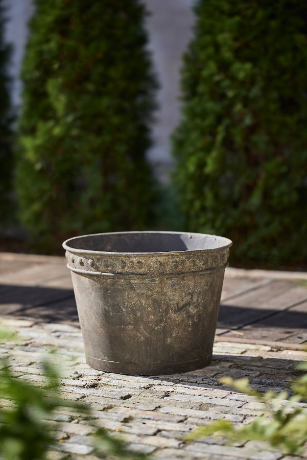 Slide View: 5: Rivet Rim Galvanized Taper Planter