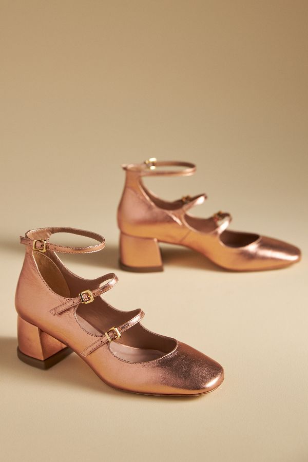 Slide View: 2: Vicenza Triple-Strap Mary Jane Heels