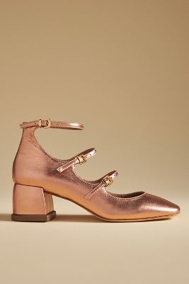 Vicenza Triple-Strap Mary Jane Heels