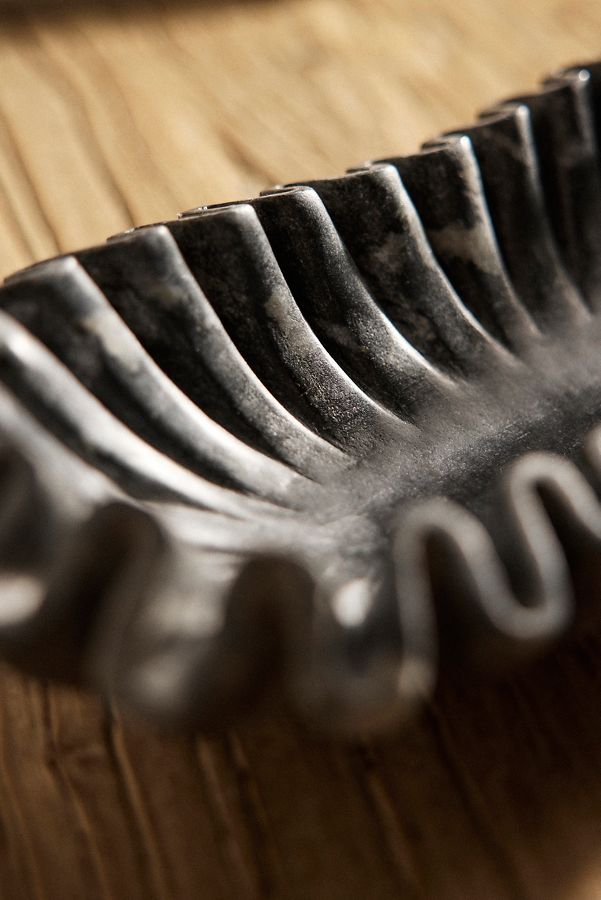 Slide View: 2: Ruffled Marble Bowl, Black