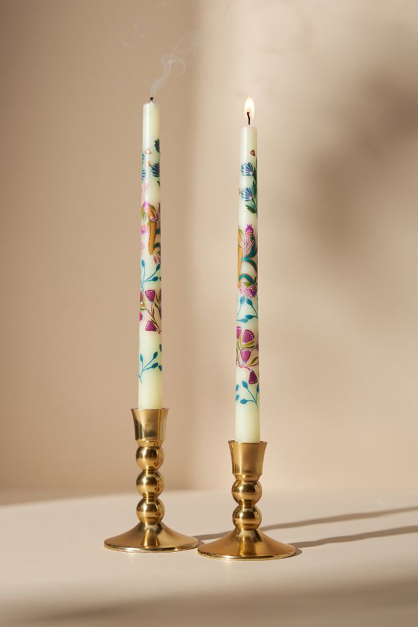 Slide View: 1: Venetian Handpainted Garden Taper Candles, Set of 2