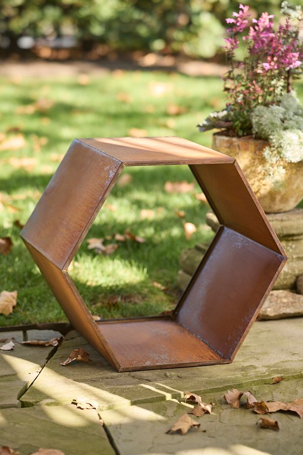 Slide View: 2: Weathering Steel Hexagon Log Holder