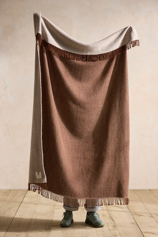 Slide View: 2: Reversible Cappuccino Merino Wool Throw