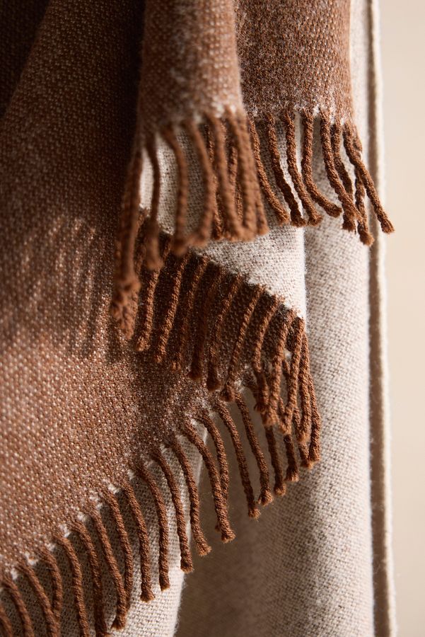 Slide View: 3: Reversible Cappuccino Merino Wool Throw