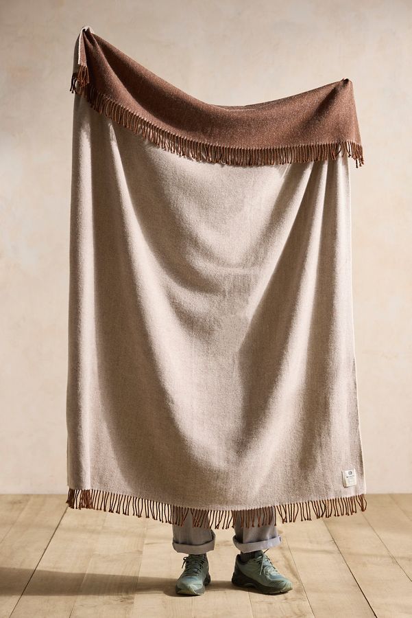 Slide View: 1: Reversible Cappuccino Merino Wool Throw