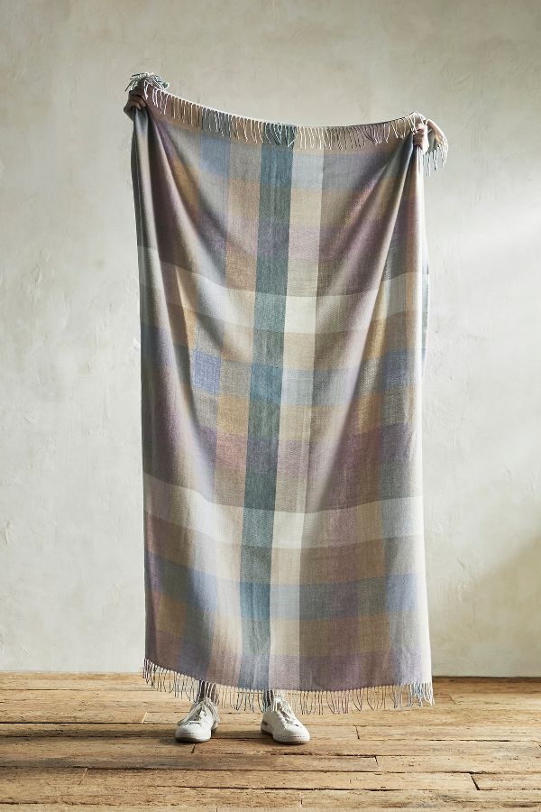 Slide View: 1: Coastal Check Merino Wool Throw