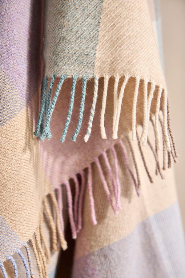 Slide View: 2: Coastal Check Merino Wool Throw