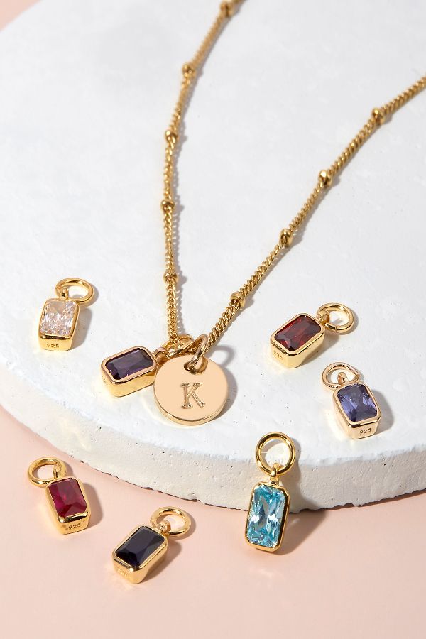 Slide View: 2: Brook & York Custom Birthstone Initial Necklace