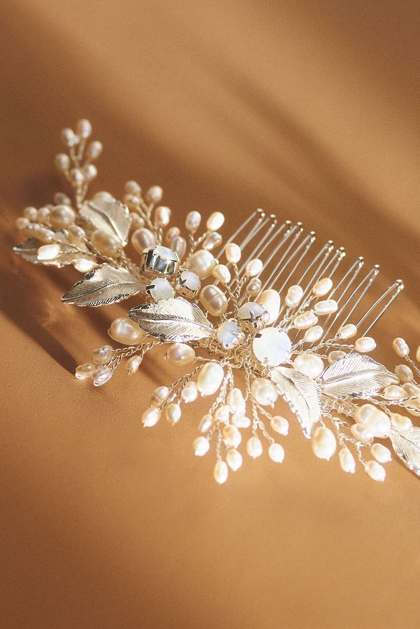 Slide View: 2: Twigs & Honey Freshwater Handmade Pearl and Opal Hair Comb