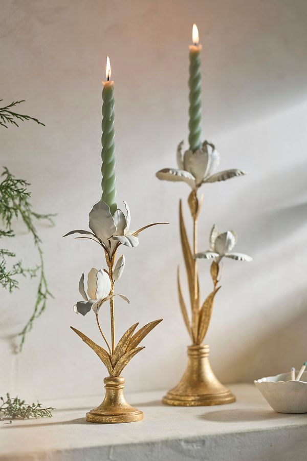 Slide View: 1: Iris Taper Candle Holder