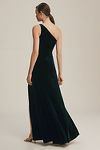 Thumbnail View 3: Jenny Yoo Cybill One-Shoulder Side-Slit Stretch Velvet Gown