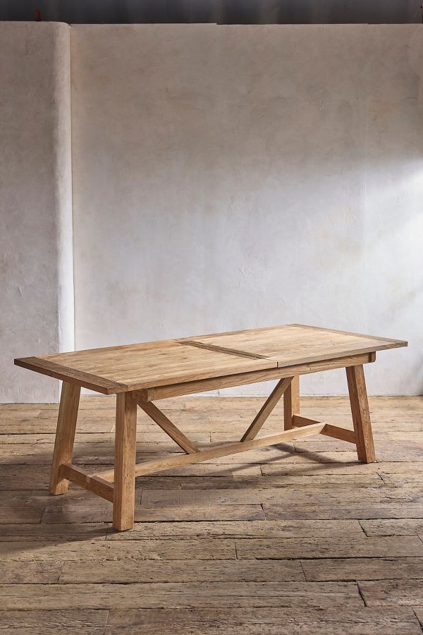 Slide View: 5: Braced Leg Teak Extension Table