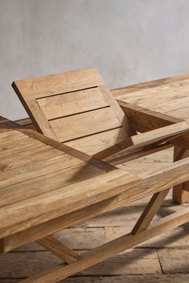 Slide View: 7: Braced Leg Teak Extension Table