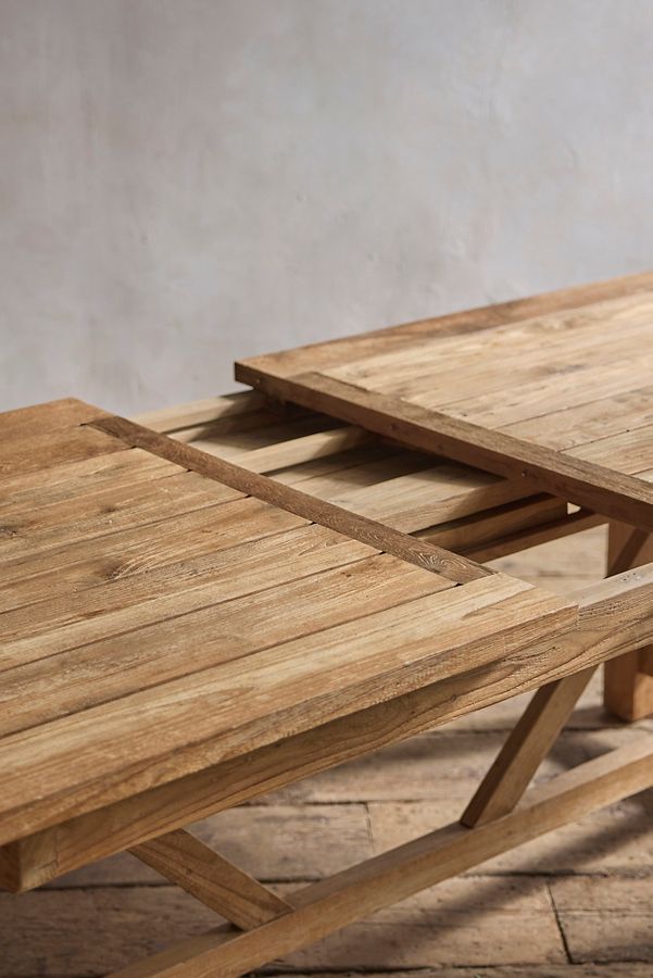 Slide View: 8: Braced Leg Teak Extension Table