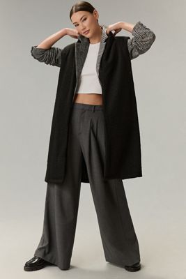 Self Contrast Sherpa Vest Duster