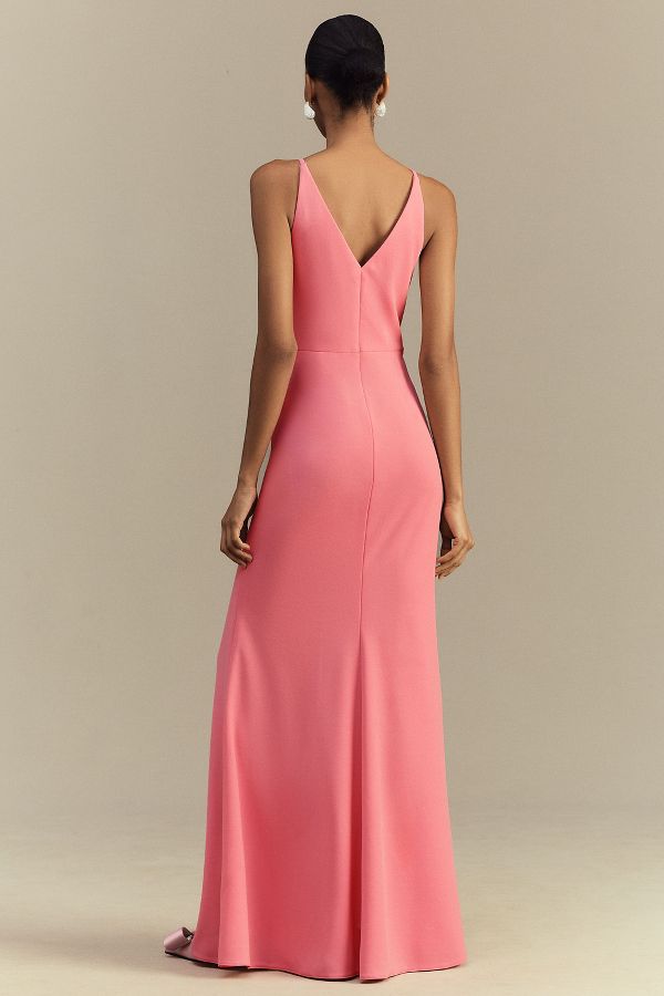 Slide View: 2: BHLDN Stella Sleeveless V-Neck Stretch Crepe Maxi Dress