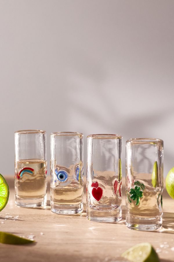 Vista diapositiva: 1: Lucky Icon Shot Glasses, Set of 4