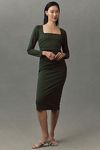 Thumbnail View 1: BHLDN Larisa Square-Neck Long-Sleeve Stretch Crepe Midi Dress