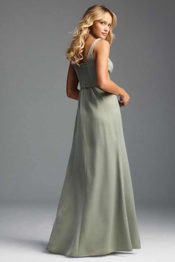 Slide View: 2: BHLDN Sophia Square-Neck Satin Maxi Dress