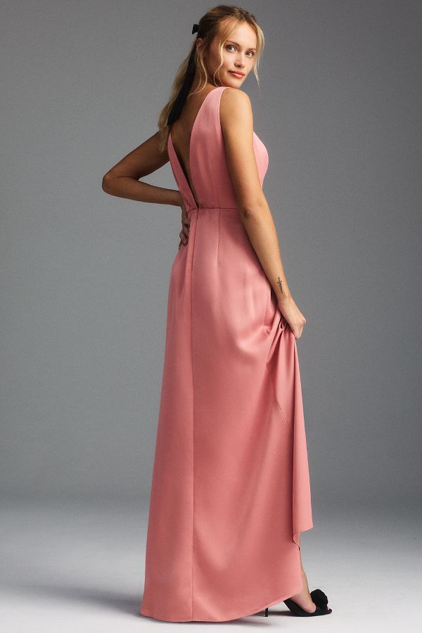 Slide View: 3: BHLDN Alice High-Neck Satin Maxi Dress