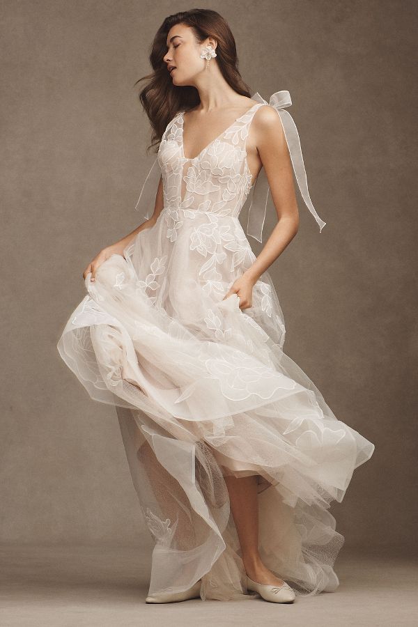 Slide View: 5: Willowby by Watters Drizzle Floral Wedding Gown