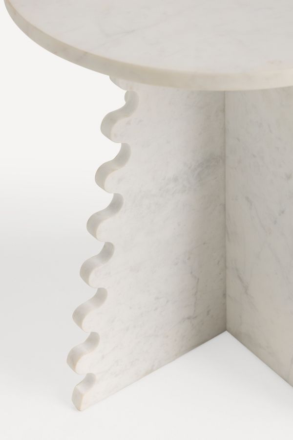 Slide View: 3: Scalloped Marble Top Side Table