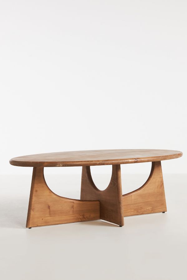 Slide View: 3: Juniper Pine Wood Oval Coffee Table