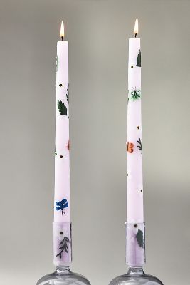 Faye Handpainted Taper Candles, Set of 2