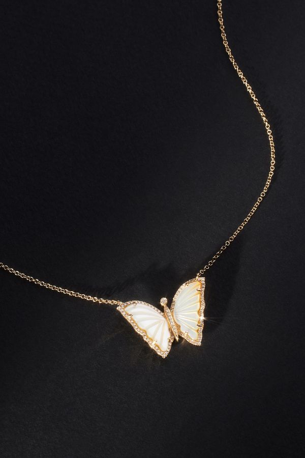 Slide View: 2: Luna Skye Moonstone Baby Butterfly Necklace