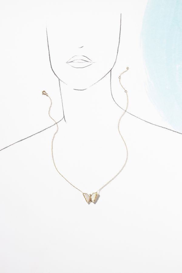 Slide View: 3: Luna Skye Moonstone Baby Butterfly Necklace