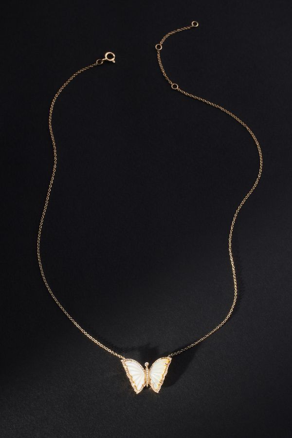 Slide View: 1: Luna Skye Moonstone Baby Butterfly Necklace