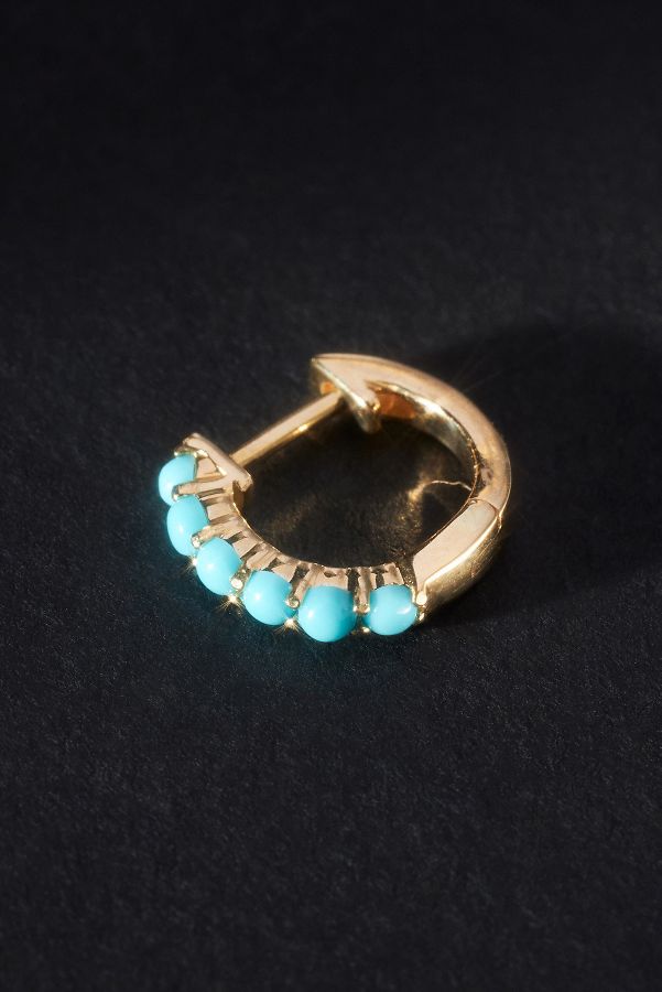 Slide View: 2: Luna Skye Turquoise Mini Hoop Earrings