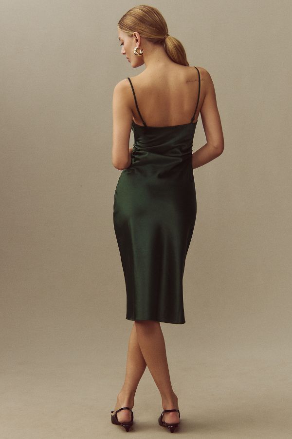 Slide View: 2: BHLDN Emery Square-Neck Stretch Satin Midi Dress