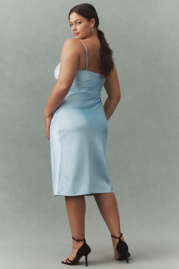 Slide View: 6: BHLDN Emery Square-Neck Stretch Satin Midi Dress