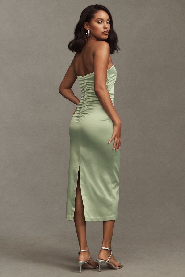 Slide View: 2: BHLDN Selena Strapless Stretch Satin Midi Dress