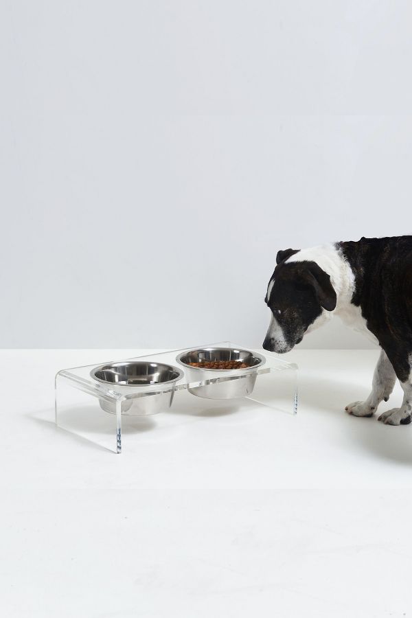 Slide View: 2: Hiddin Small Clear Double Pet Bowl Feeder