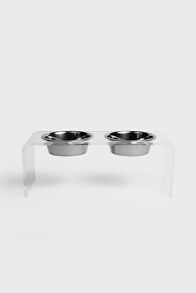 Slide View: 1: Hiddin Medium Clear Double Pet Bowl Feeder