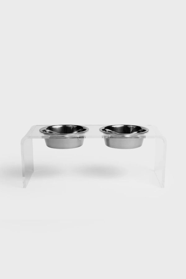 Slide View: 1: Hiddin Medium Clear Double Pet Bowl Feeder