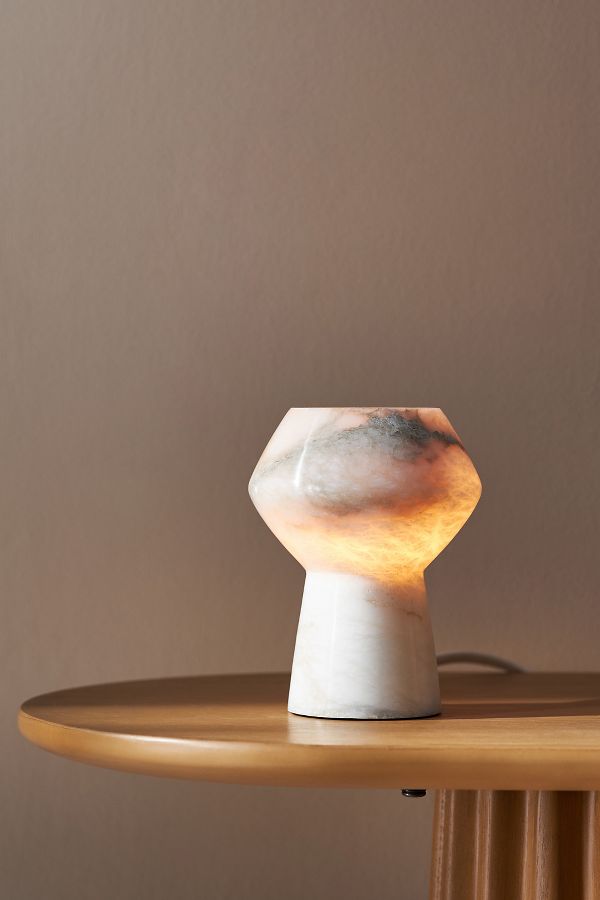 Slide View: 1: Nathalie Alabaster Sculptural Desk Lamp