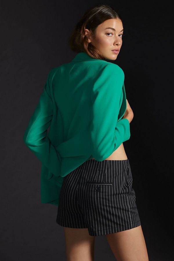 Slide View: 2: Maeve Tailored Pinstripe Shorts