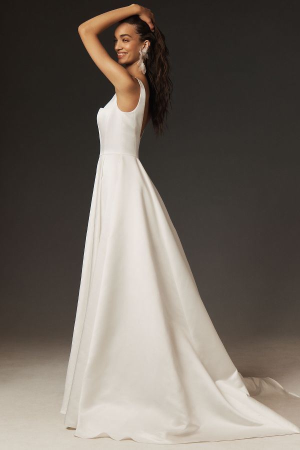 Slide View: 3: Wtoo by Watters Vivien Square-Neck A-Line Wedding Gown