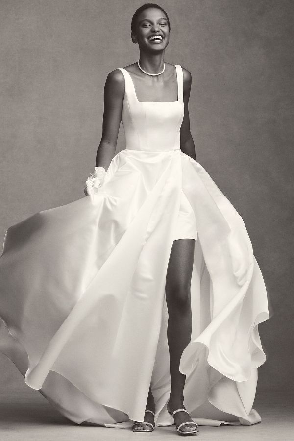 Slide View: 5: Wtoo by Watters Vivien Square-Neck A-Line Wedding Gown