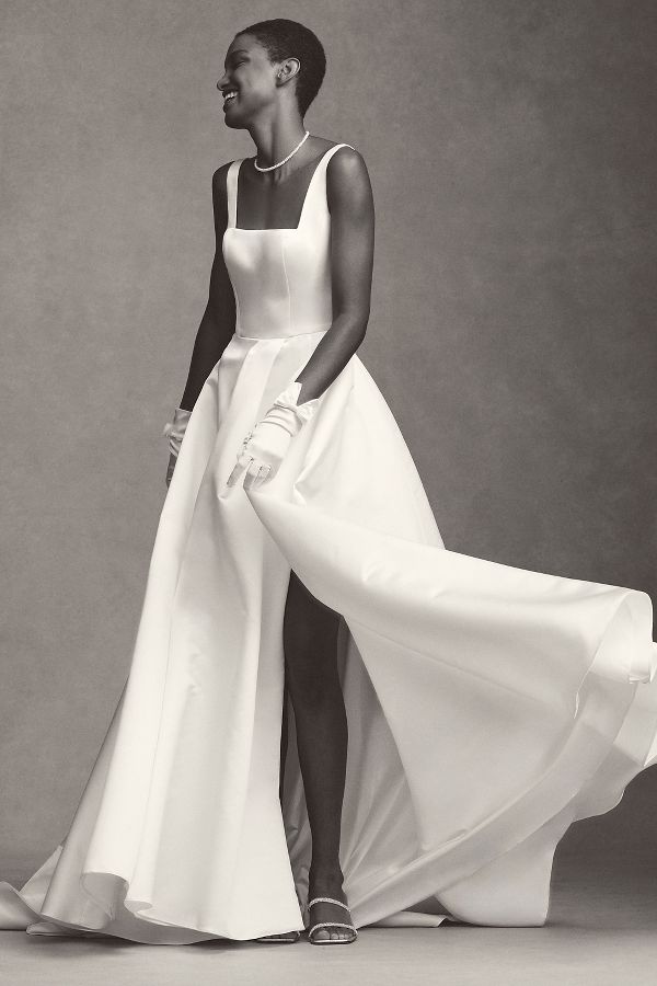 Slide View: 4: Wtoo by Watters Vivien Square-Neck A-Line Wedding Gown